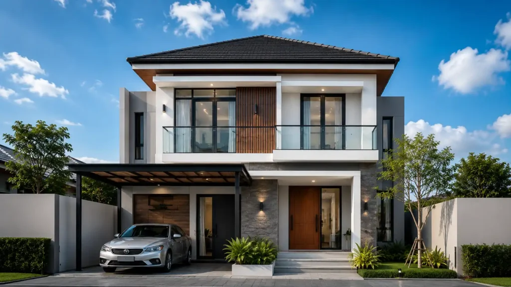 finishing rumah hunian modern 2 lantai