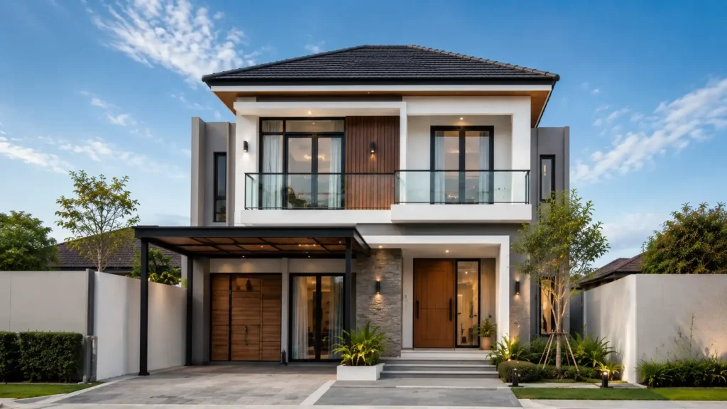 konstruksi sipil rumah 2 lantai modern oleh Heksa Corp